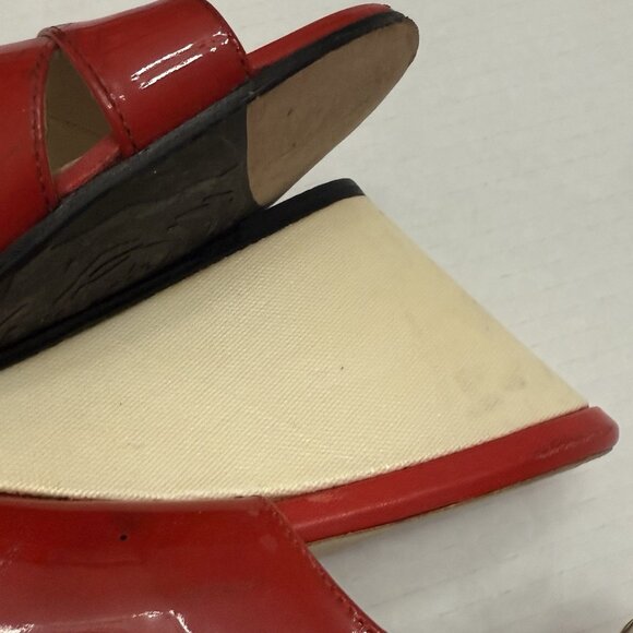 Taryn Rose Red Patent Leather Slingback Wedges Size 40 US 10 Comfort - Picture 8 of 10